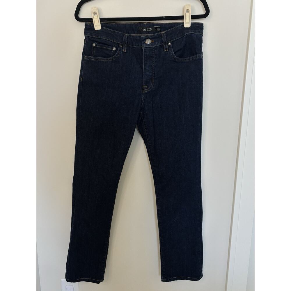 RLL Ralph Lauren Black Label Mid Rise Straight Stretch Jeans Womens Size 8 Dark